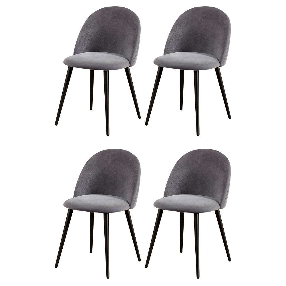 Artiss Velvet Dining Chairs Set of 4 Curved Dark Grey