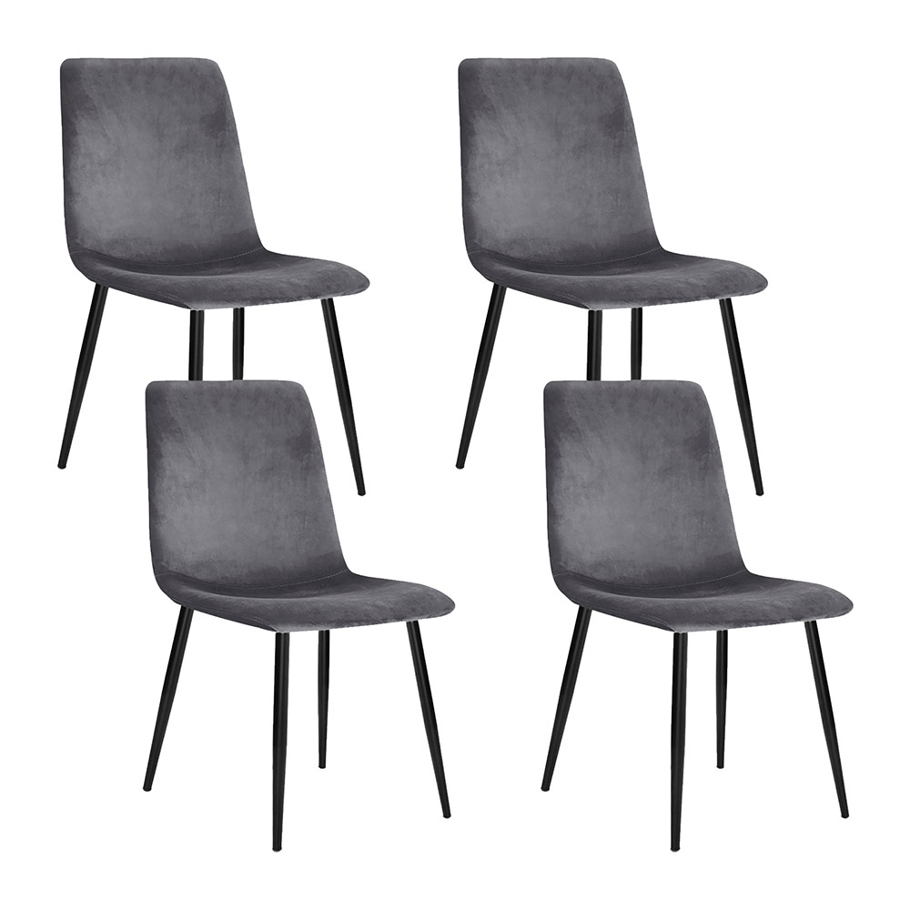 Artiss Velvet Horizontal Slope Dining Chairs, Set of 4, Grey