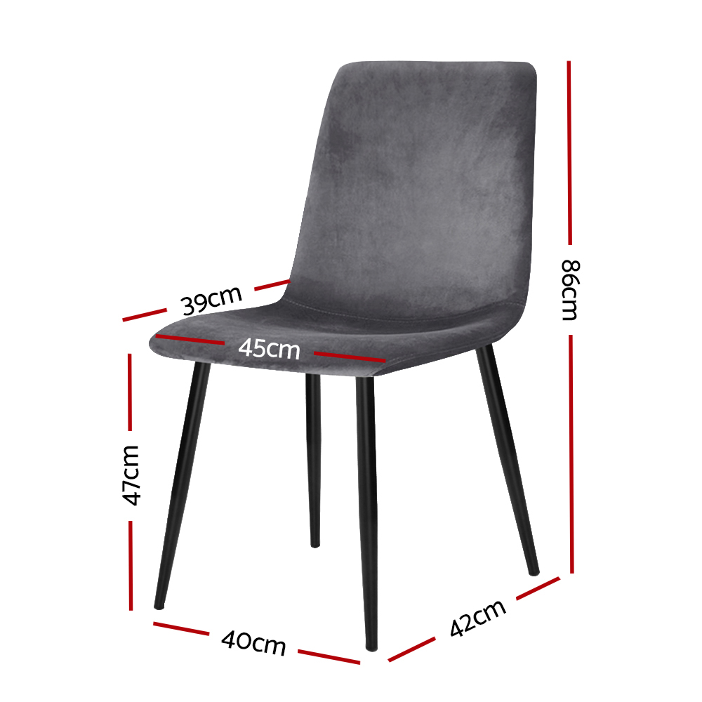 Artiss Velvet Horizontal Slope Dining Chairs, Set of 4, Grey view 2