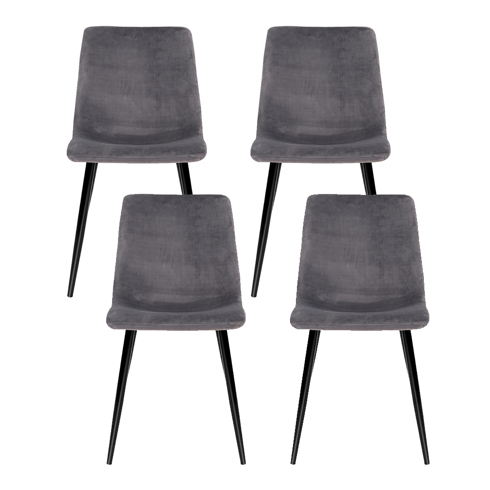 Artiss Velvet Horizontal Slope Dining Chairs, Set of 4, Grey view 3