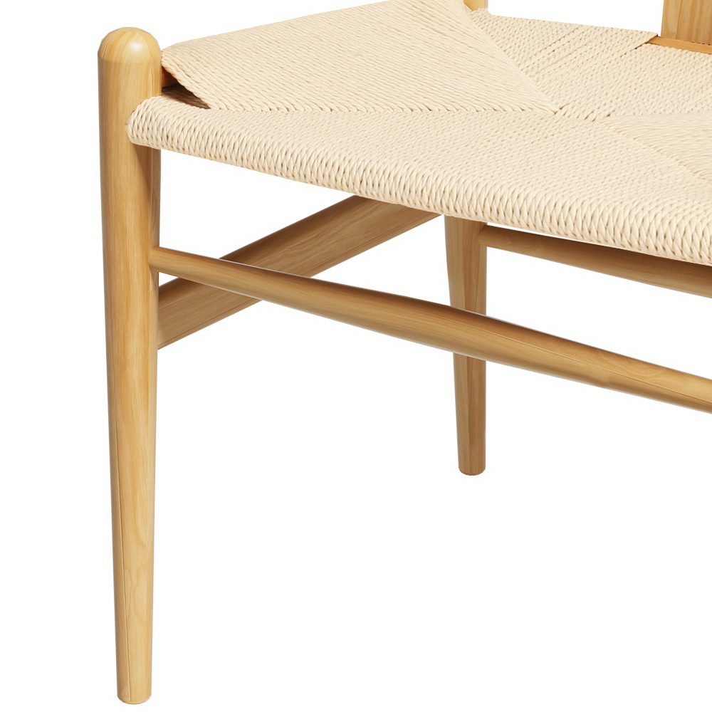 Artiss Dining Chair Wooden Rattan Seat Wishbone Back view 3
