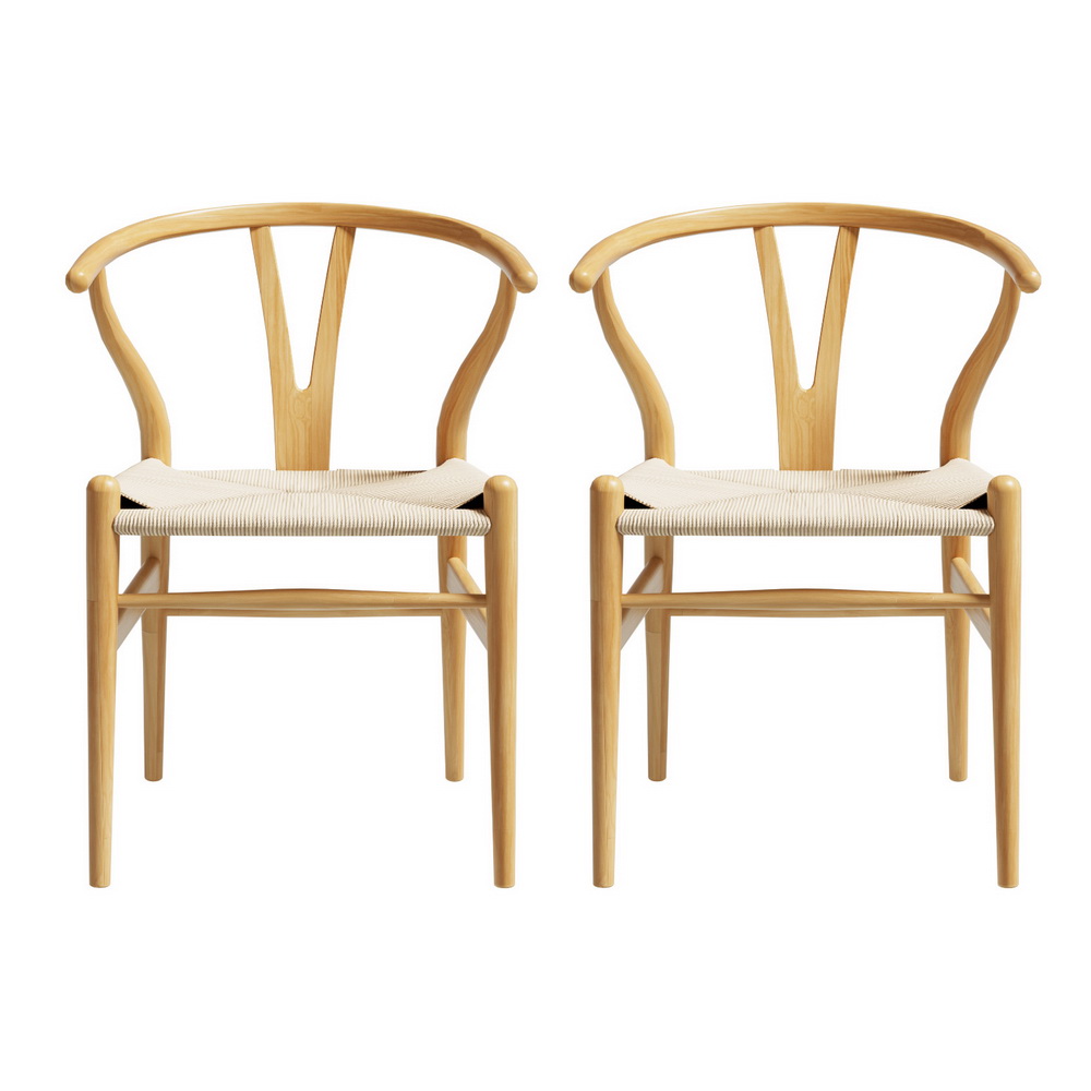 Artiss Wishbone Dining Chairs, Rattan Seat Set of 2 view 3