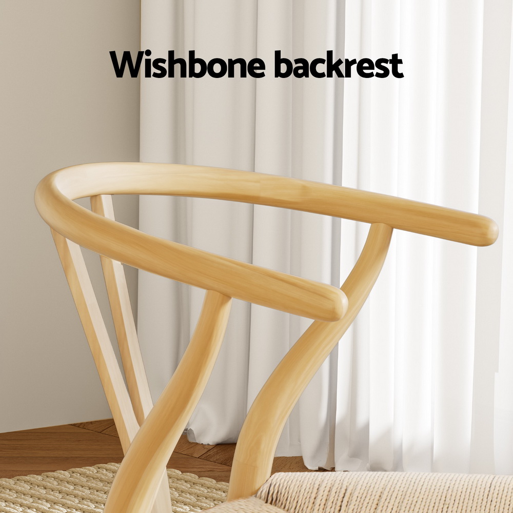Artiss Wishbone Dining Chairs, Rattan Seat Set of 2 view 5