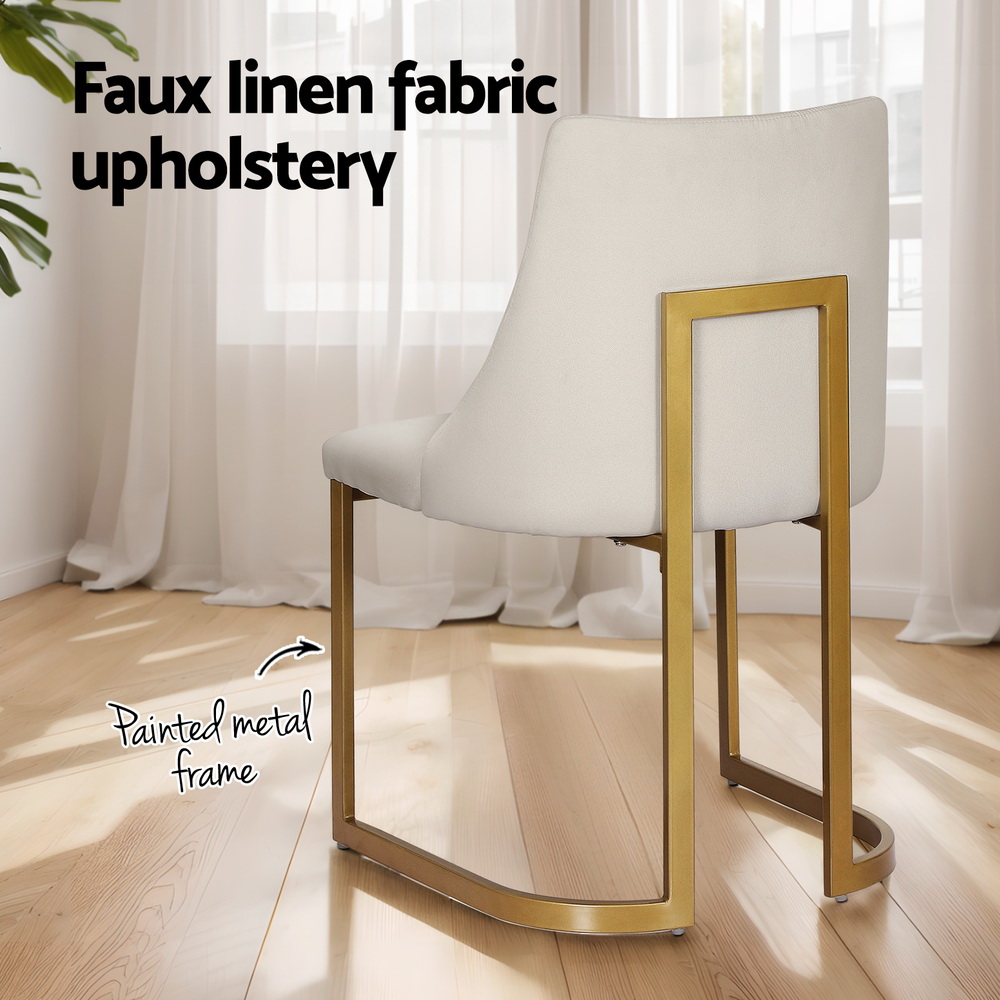 Artiss Balen Linen Fabric Dining Chairs, Beige view 5