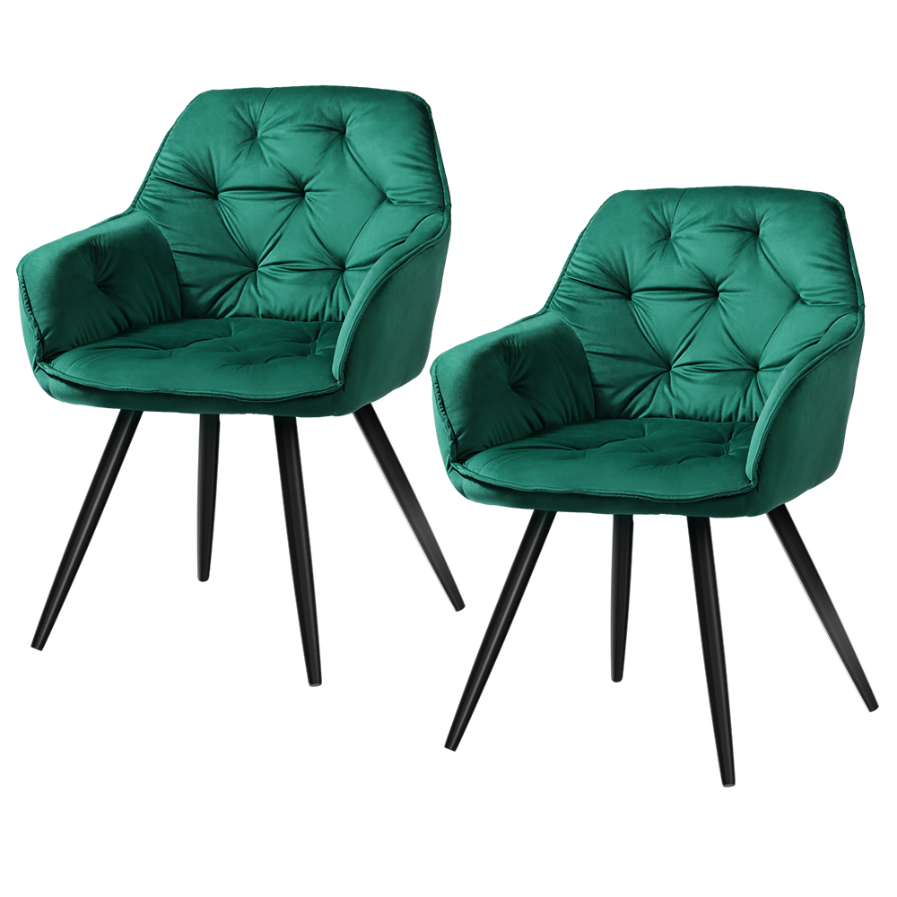 Artiss Velvet Diamond Tufted Dining Chairs, Set of 2 or 4