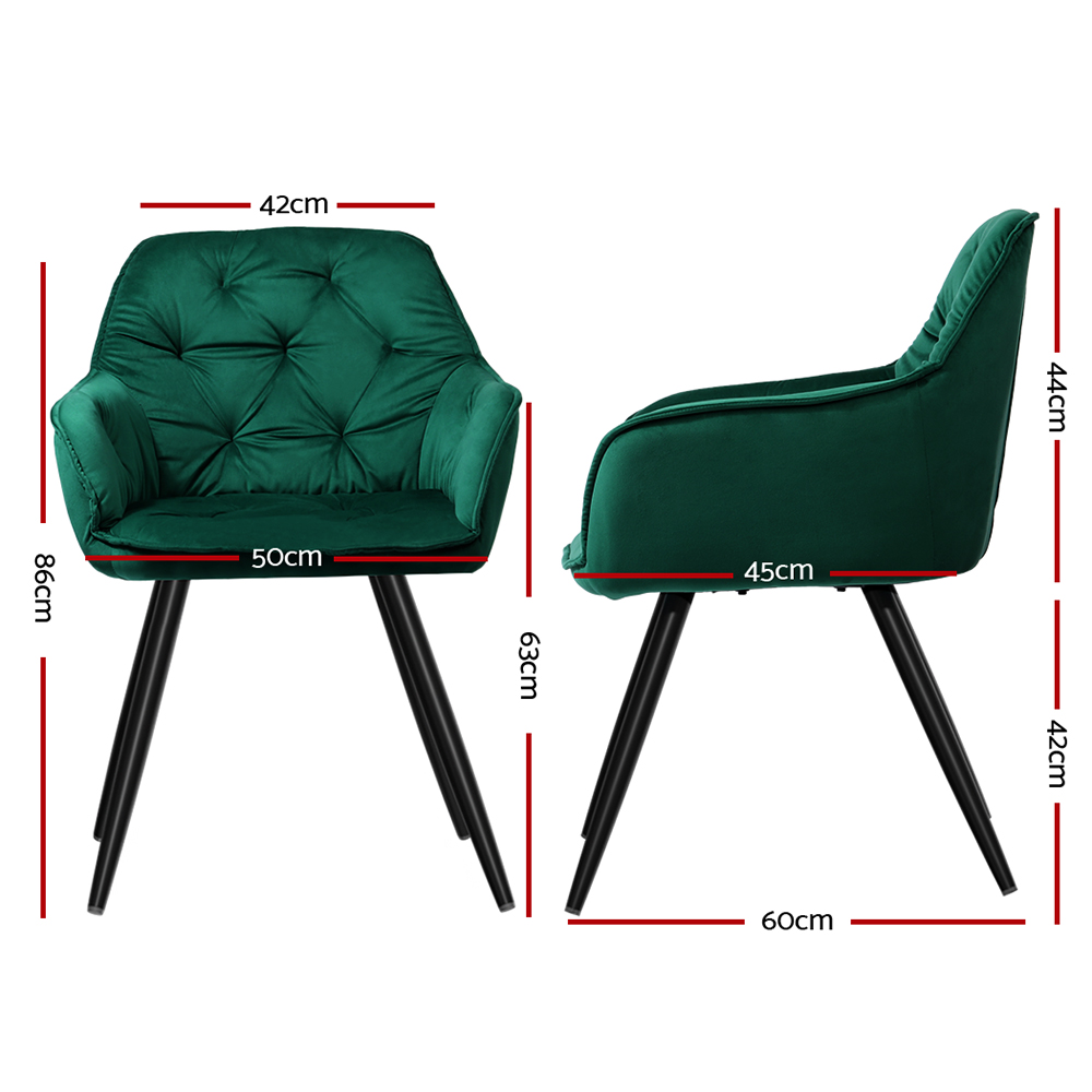 Artiss Velvet Diamond Tufted Dining Chairs, Set of 2 or 4 view 2