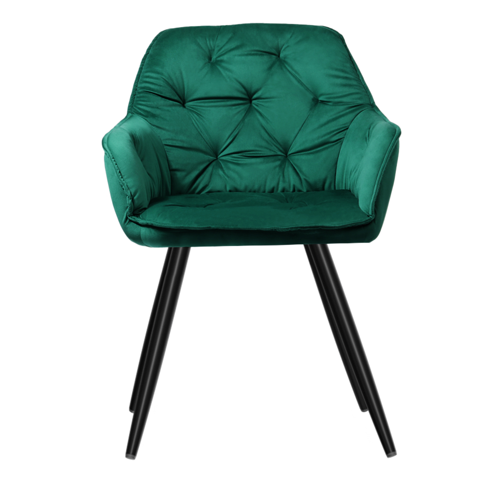 Artiss Velvet Diamond Tufted Dining Chairs, Set of 2 or 4 view 3