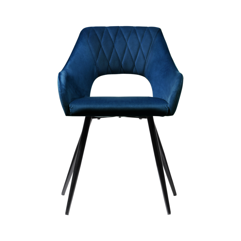 Artiss Velvet Hollow Dining Chairs, Single or Set of 2, Blue view 3