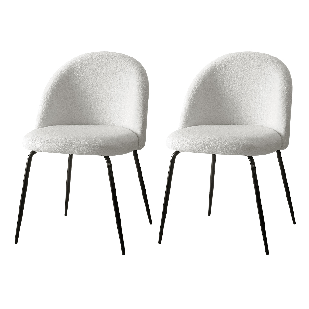Artiss Tofa Sherpa Boucle Dining Chairs, White