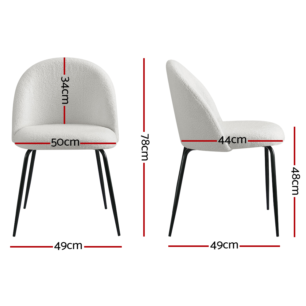 Artiss Tofa Sherpa Boucle Dining Chairs, White view 2