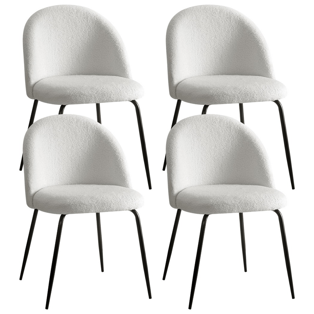Artiss Tofa Sherpa Boucle Dining Chairs, Set of 4, White