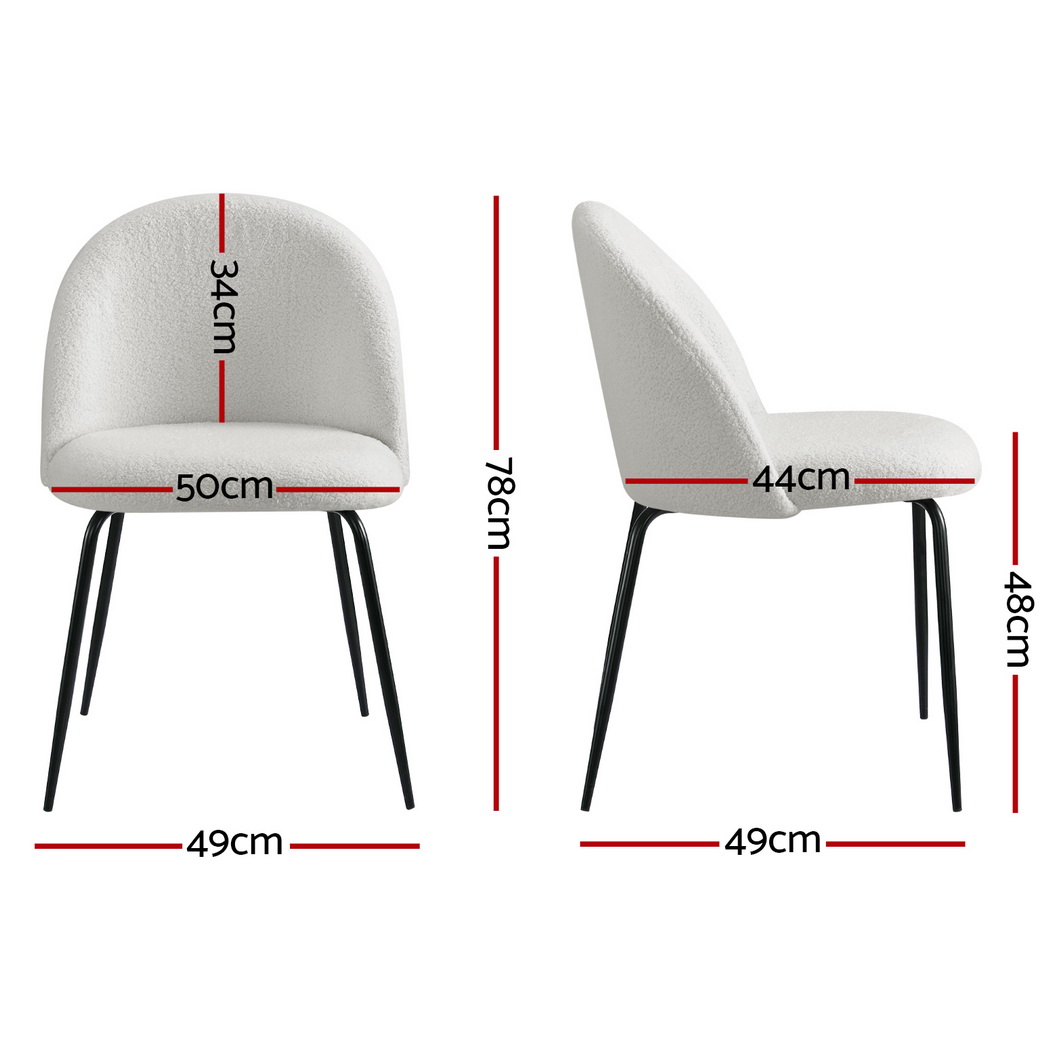 Artiss Tofa Sherpa Boucle Dining Chairs, Set of 4, White view 2