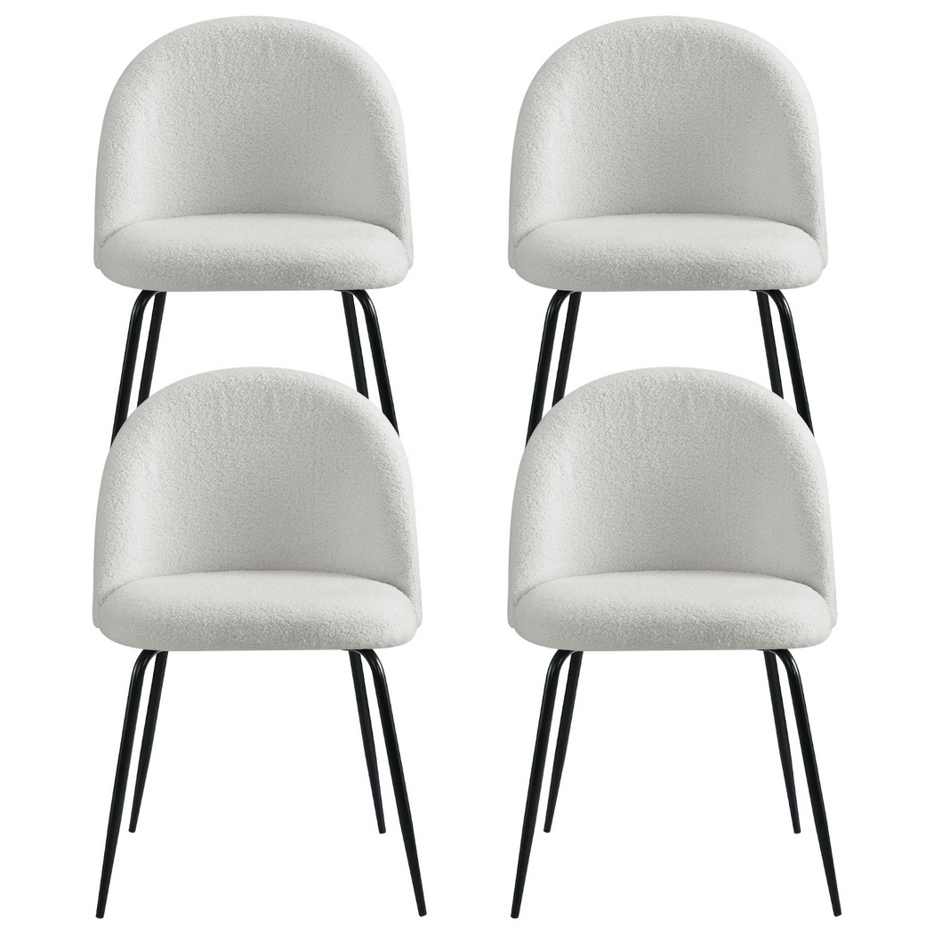 Artiss Tofa Sherpa Boucle Dining Chairs, Set of 4, White view 3