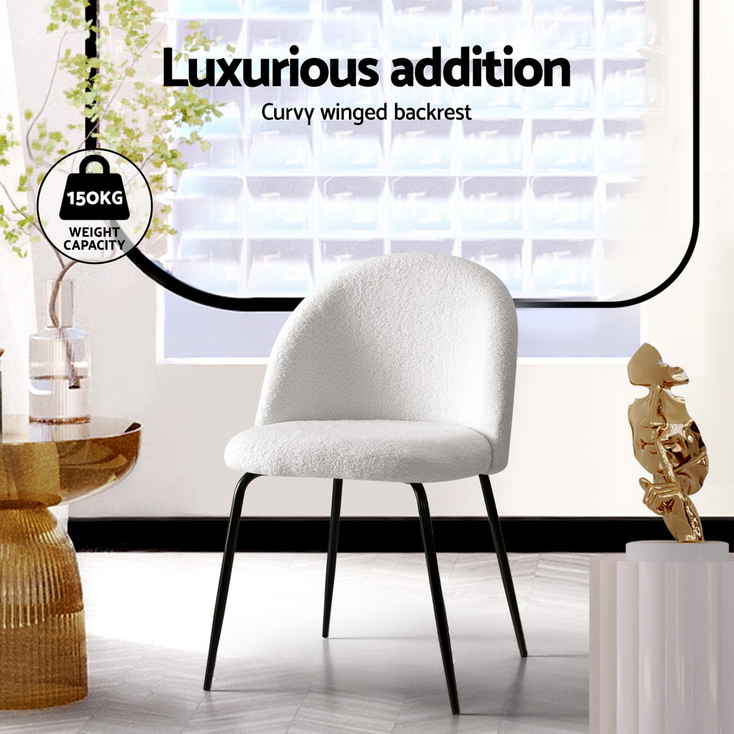 Artiss Tofa Sherpa Boucle Dining Chairs, Set of 4, White view 4