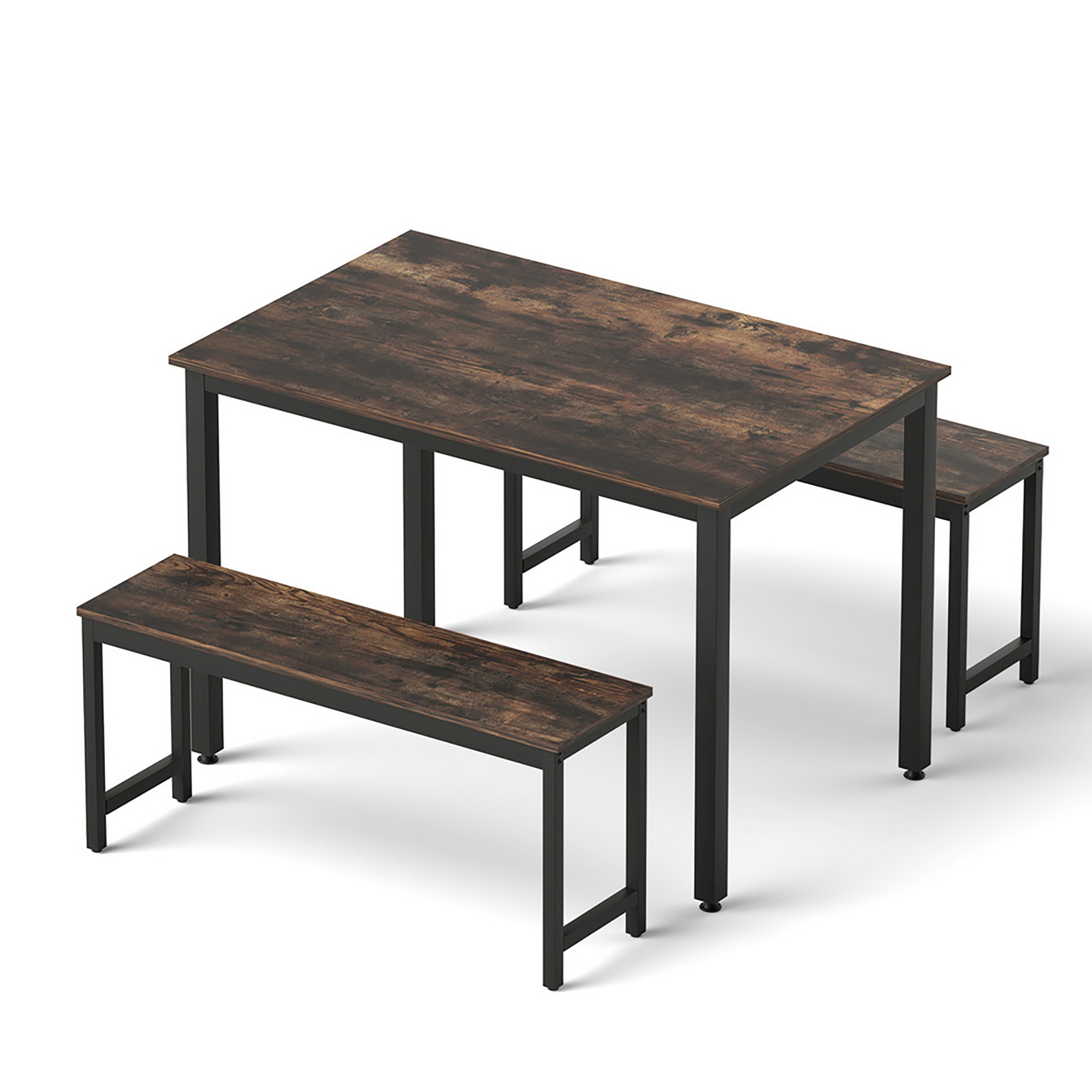 Artiss 3-Piece Dining Set with Bench Dark Walnut