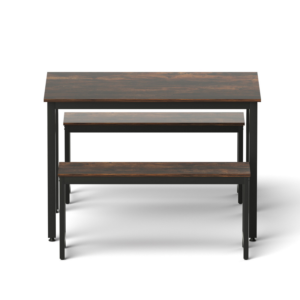 Artiss 3-Piece Dining Set with Bench Dark Walnut view 3