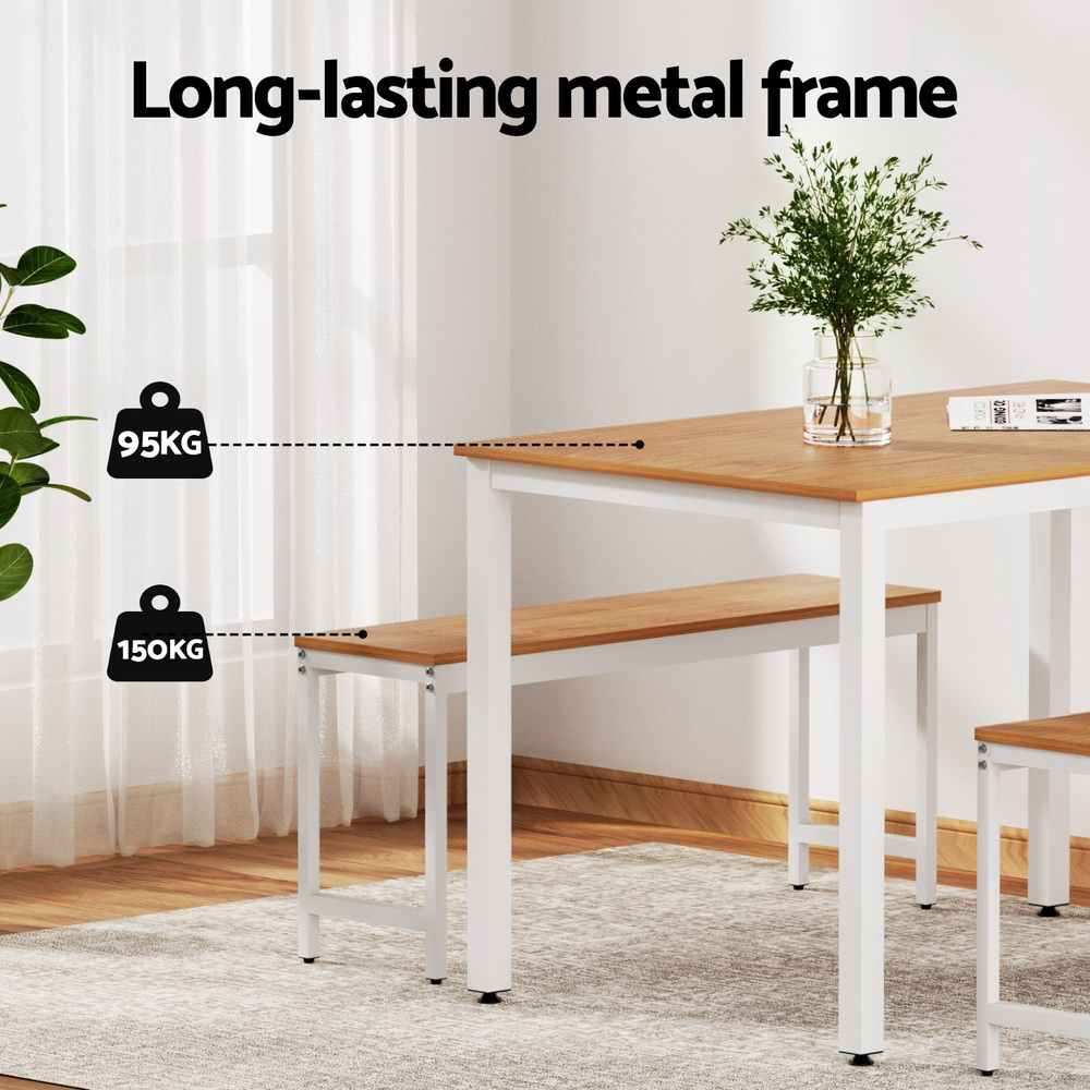 Artiss 3-Piece Dining Set Rectangle Table with Benches view 5