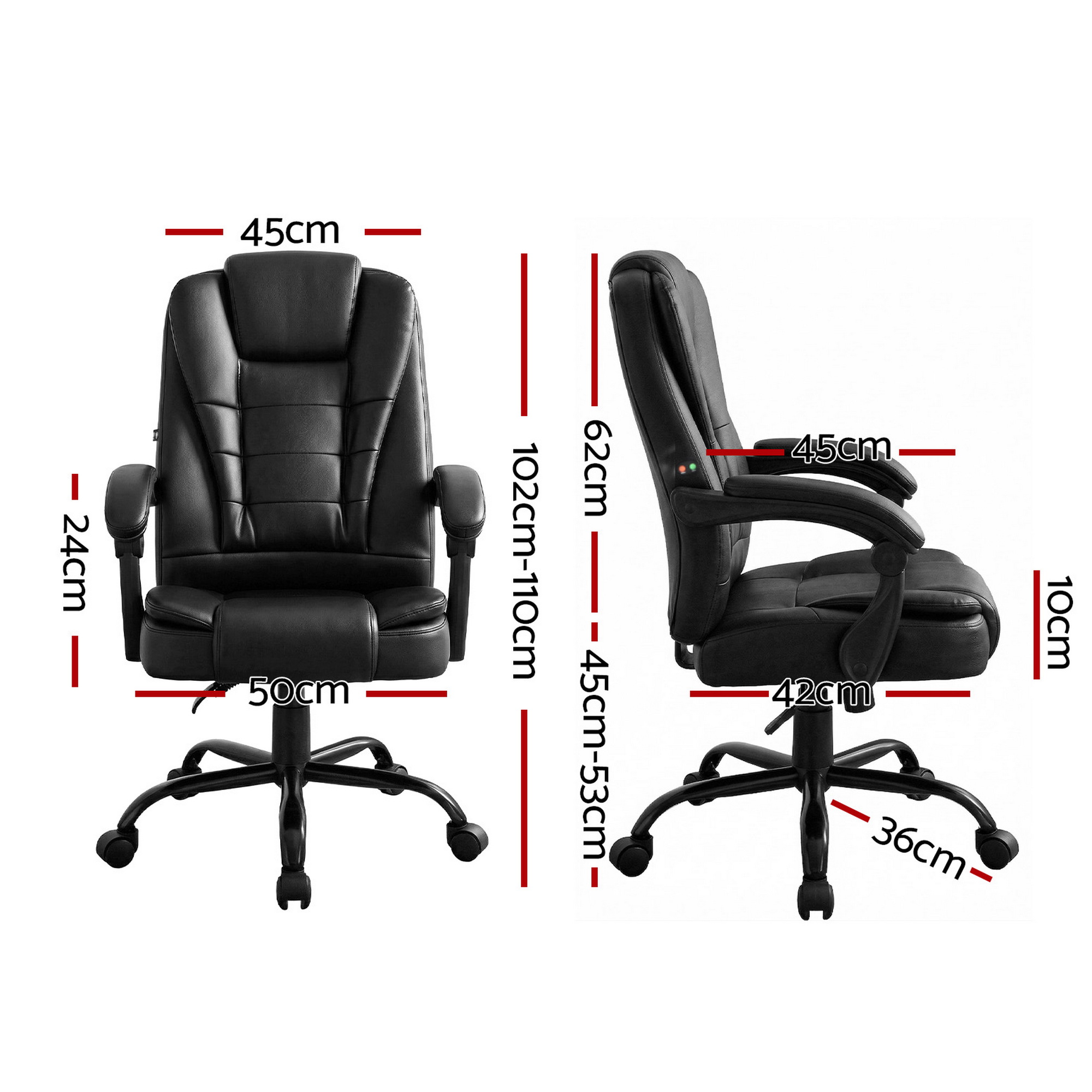 Artiss Massage Office Chair Executive Gaming PU Leather view 2