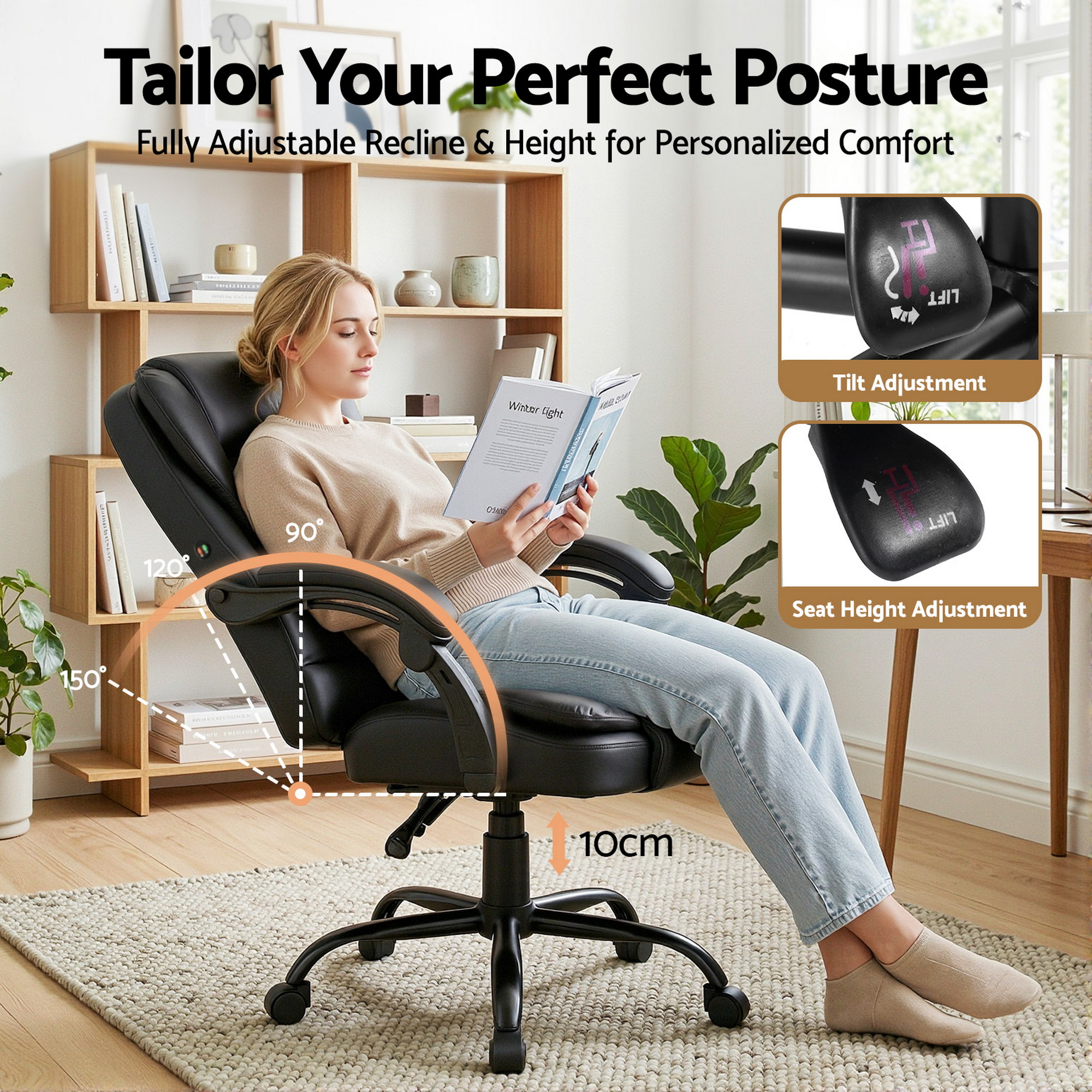 Artiss Massage Office Chair Executive Gaming PU Leather view 5