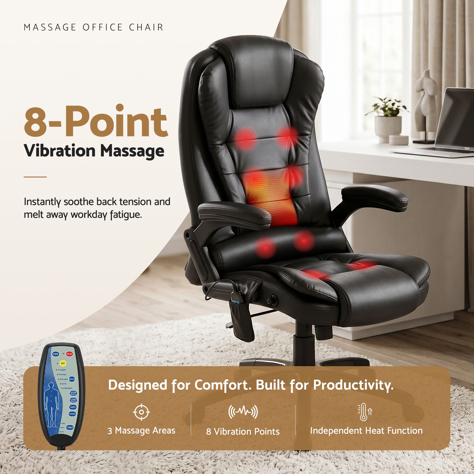Artiss 8-Point Heated Recliner Office Chair, 2 Colours view 4