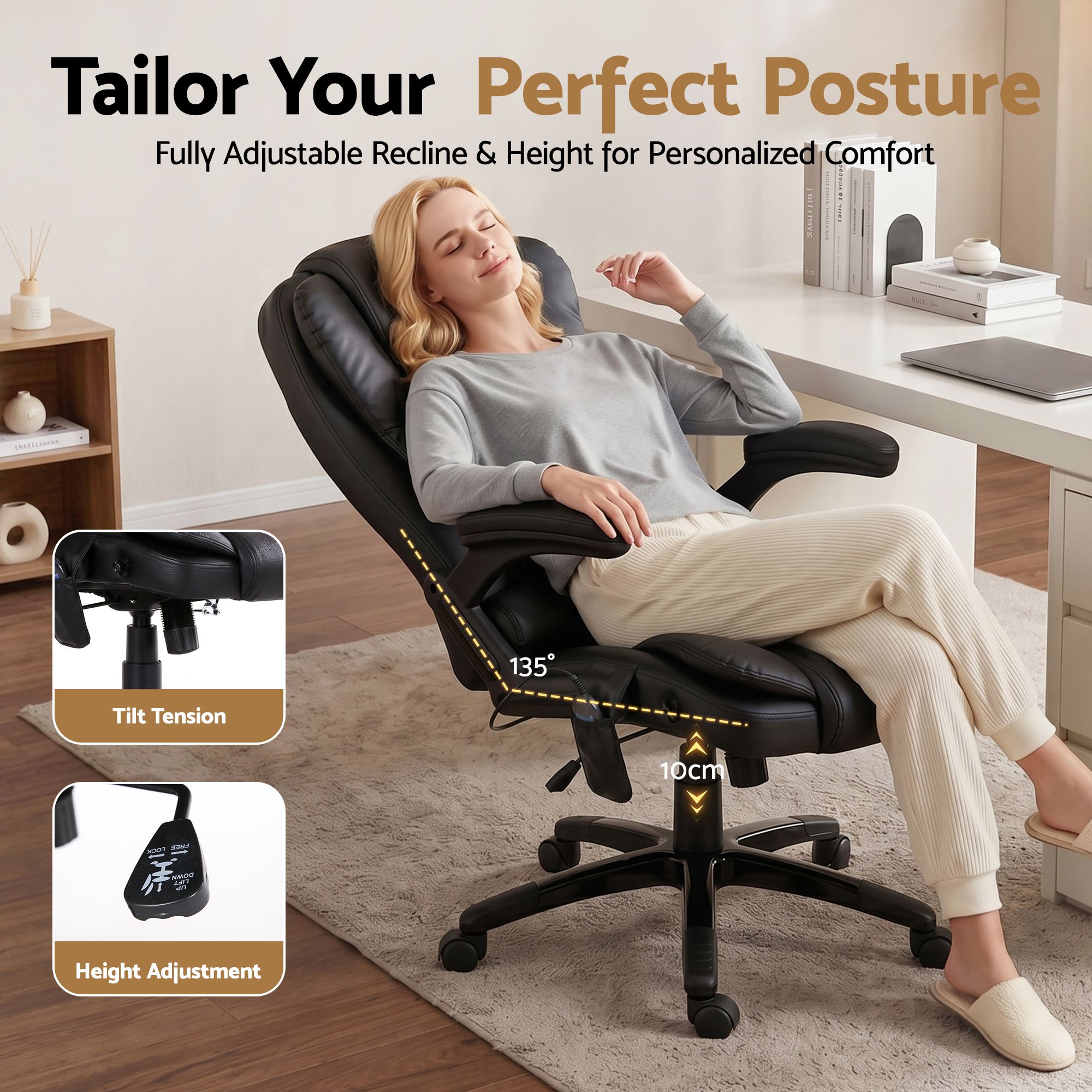 Artiss 8-Point Heated Recliner Office Chair, 2 Colours view 5
