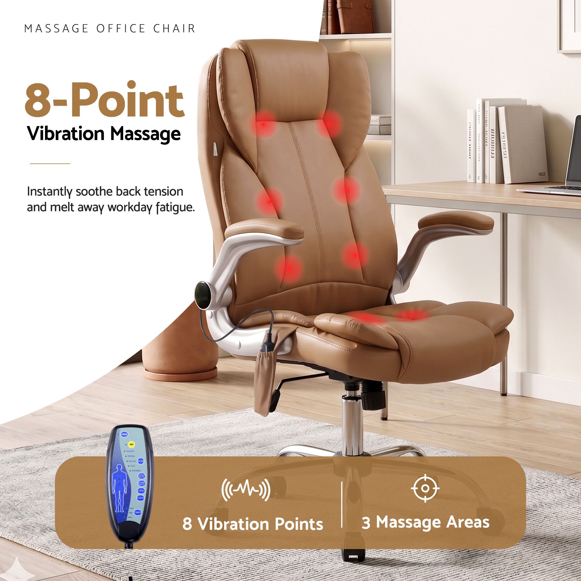 Artiss 8-Point Massage PU Leather Office Chair, 2 Colours view 4