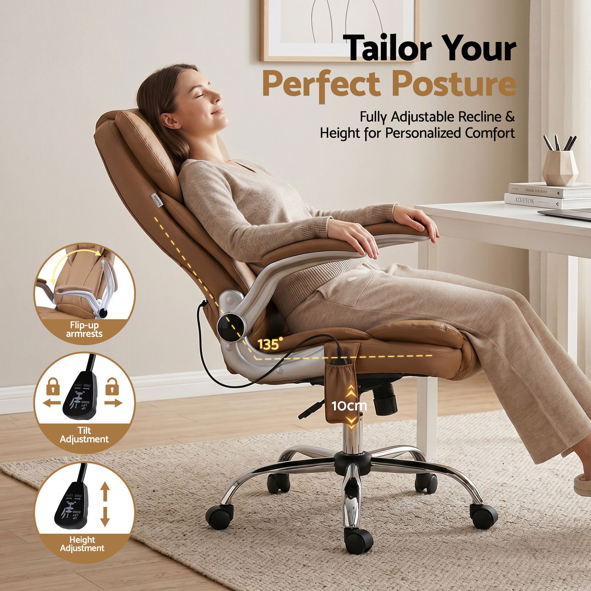 Artiss 8-Point Massage PU Leather Office Chair, 2 Colours view 5