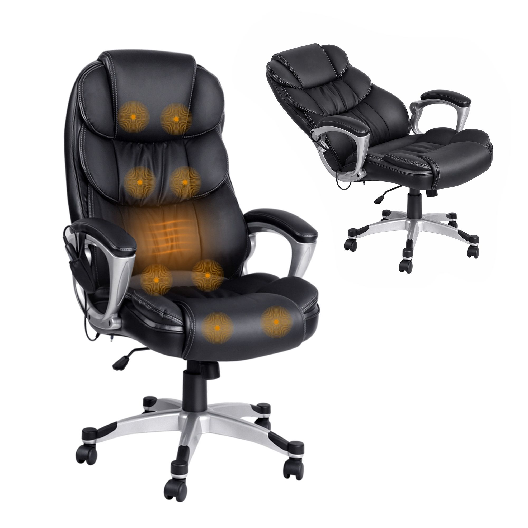 Artiss 8-Point Massage Office Chair Heated Black