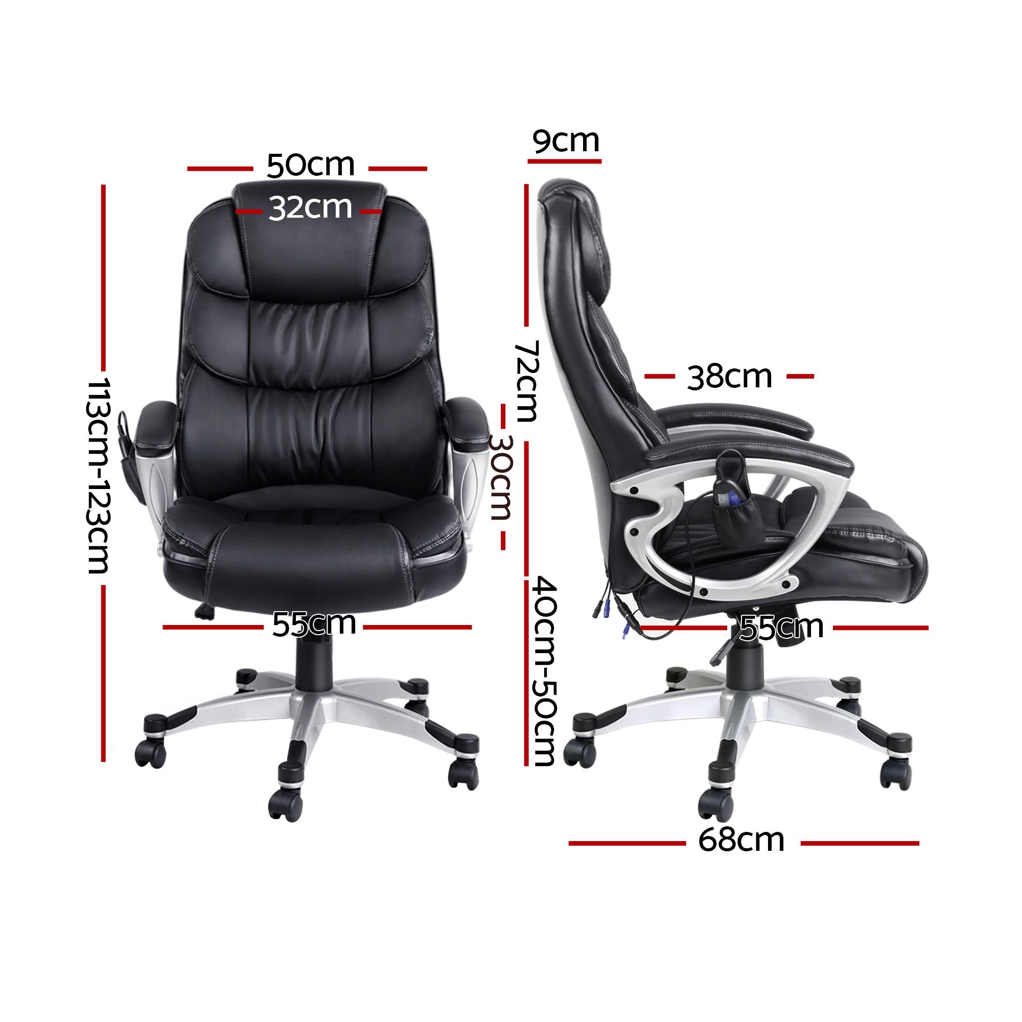Artiss 8-Point Massage Office Chair Heated Black view 2