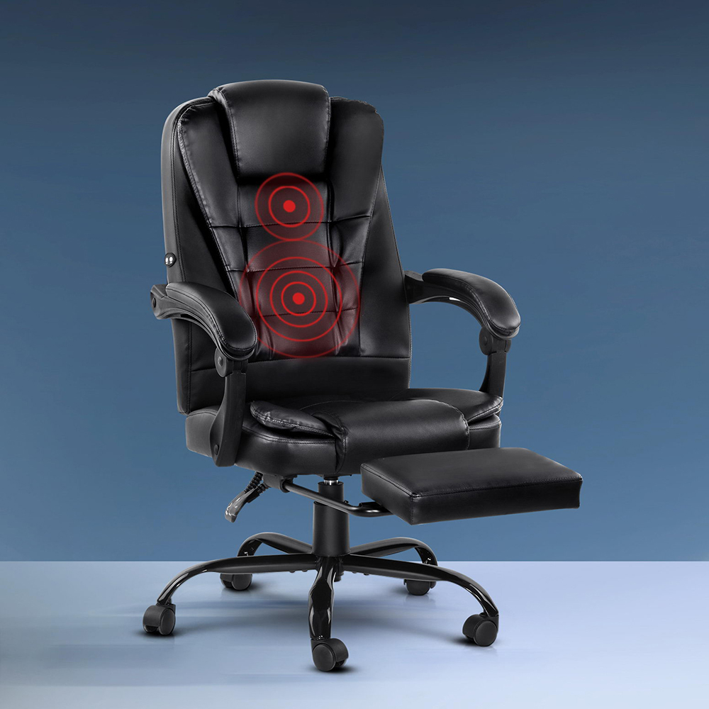 Artiss 2 Point Massage Office Chair PU Leather with Footrest