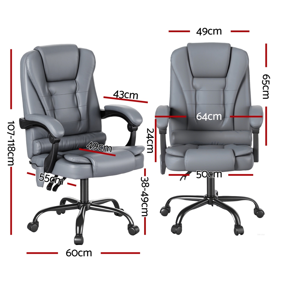Artiss Executive Office Chair 4-Point Massage Recline PU view 2