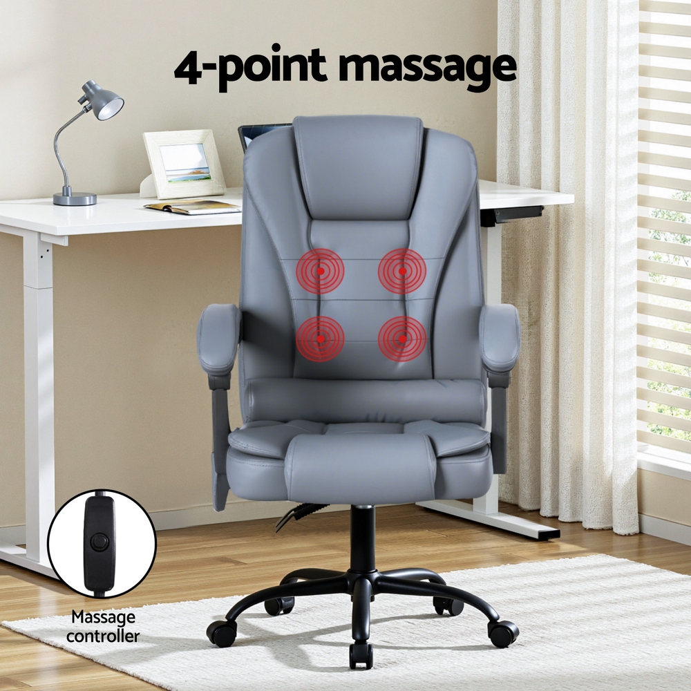 Artiss Executive Office Chair 4-Point Massage Recline PU view 4
