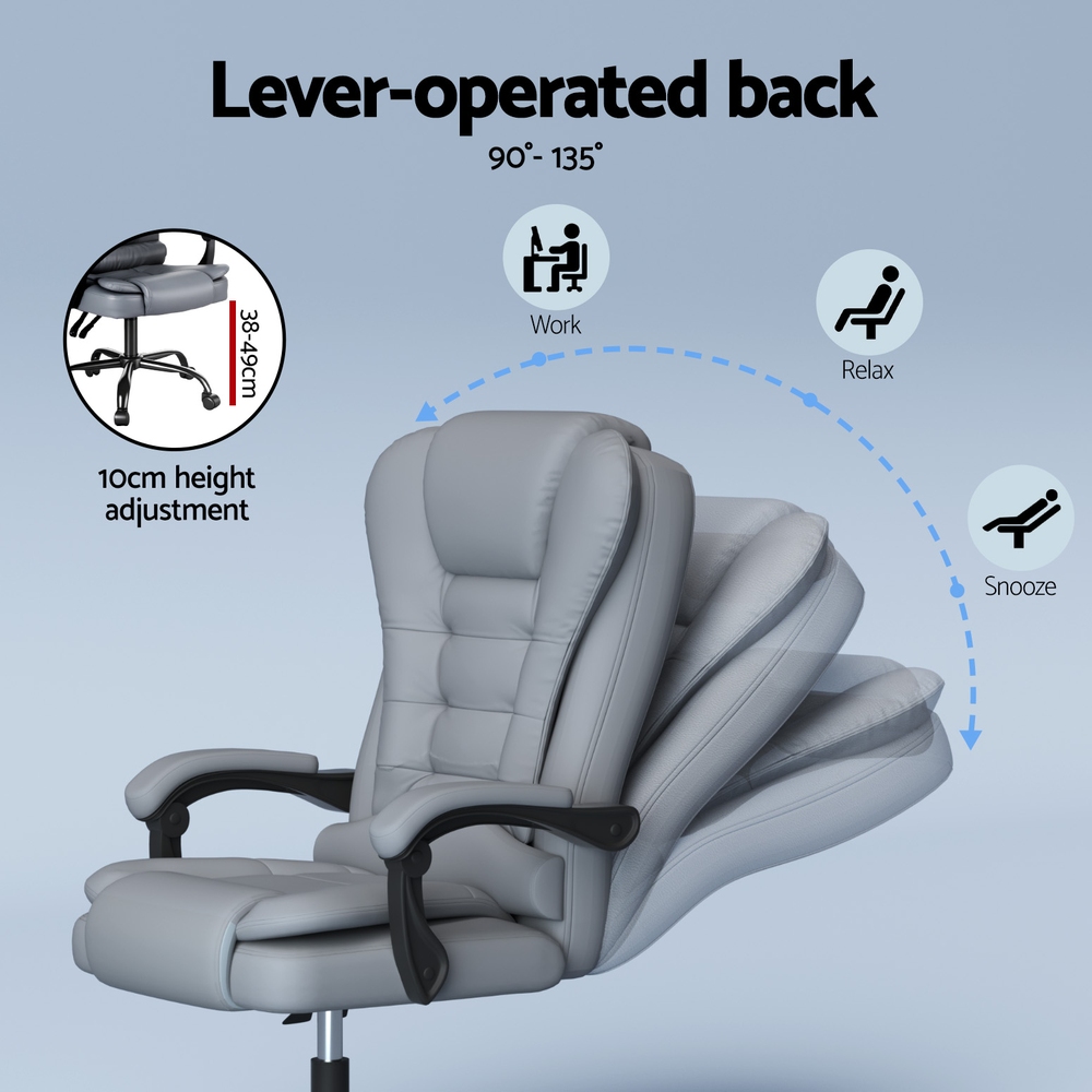 Artiss Executive Office Chair 4-Point Massage Recline PU view 5