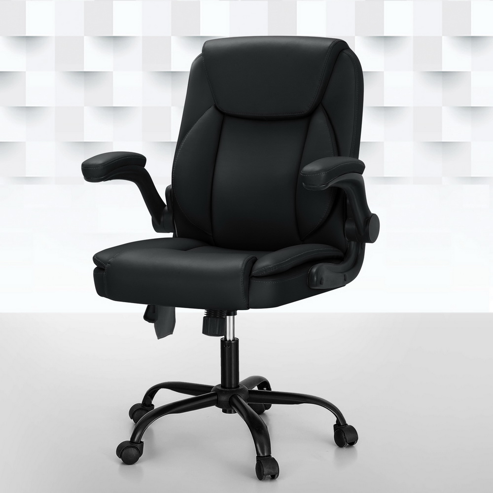 Artiss 2 Point Massage Office Chair with Mid Back Leather