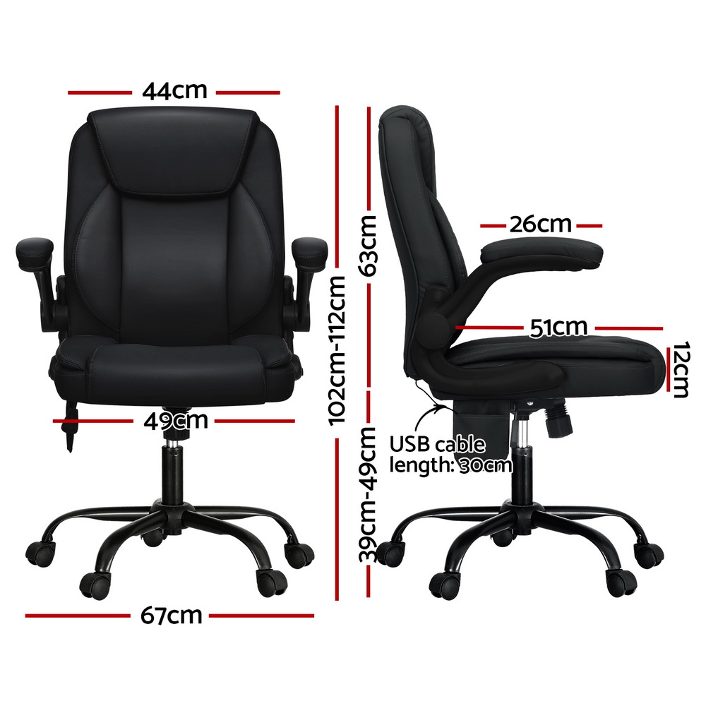 Artiss 2 Point Massage Office Chair with Mid Back Leather view 2