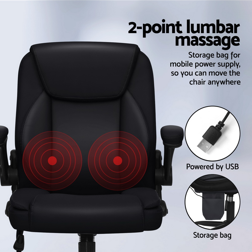 Artiss 2 Point Massage Office Chair with Mid Back Leather view 4
