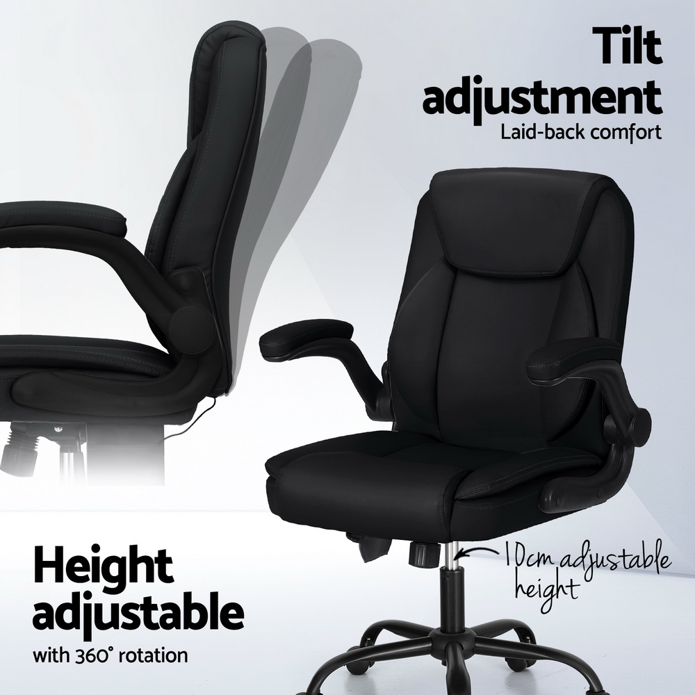 Artiss 2 Point Massage Office Chair with Mid Back Leather view 5