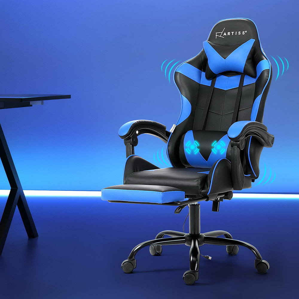 Artiss 2 Point Massage Gaming Office Chair with Footrest