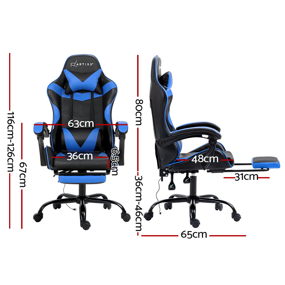 Artiss 2 Point Massage Gaming Office Chair with Footrest view 2