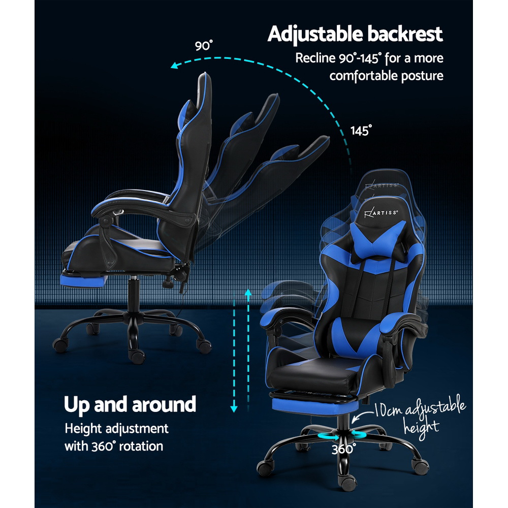Artiss 2 Point Massage Gaming Office Chair with Footrest view 5