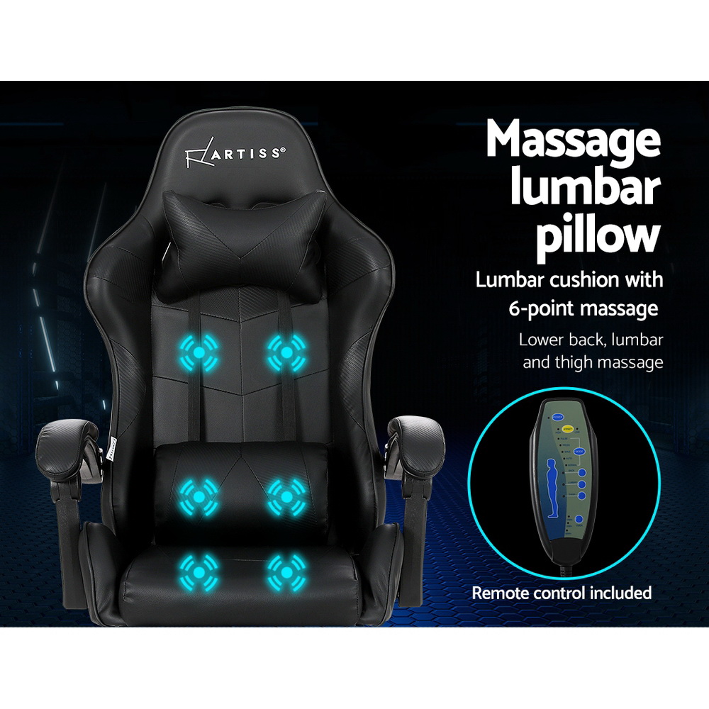 Artiss 6-Point Massage Gaming Office Chair Black view 4