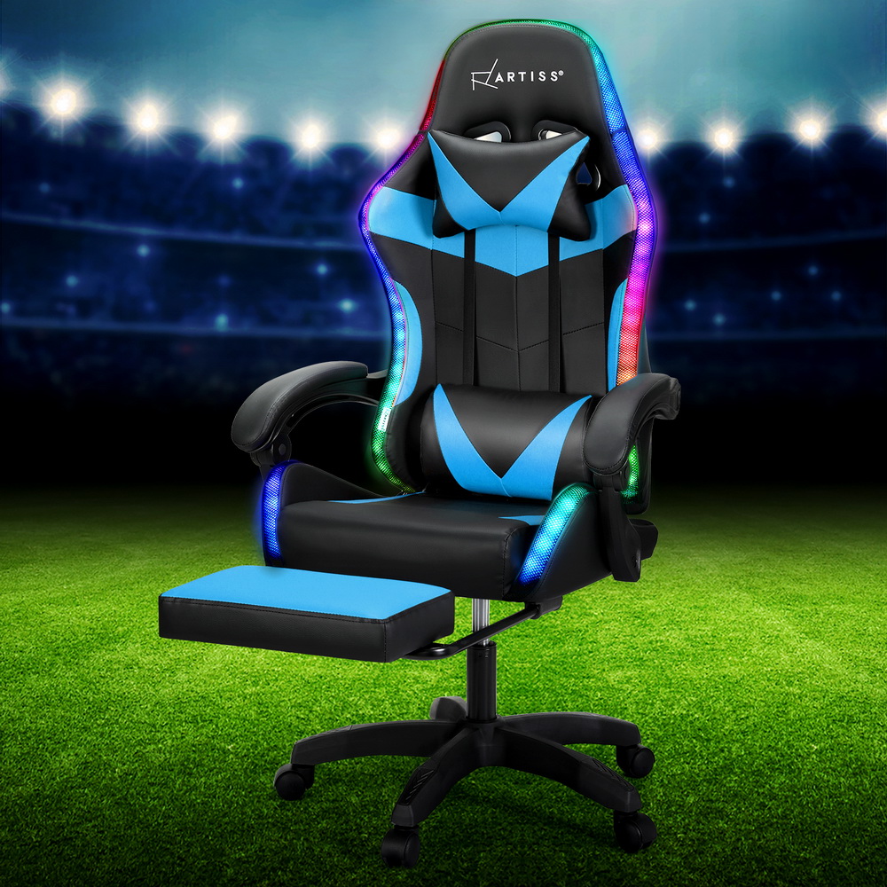 Artiss Massage Gaming Office Chair with LED Footrest