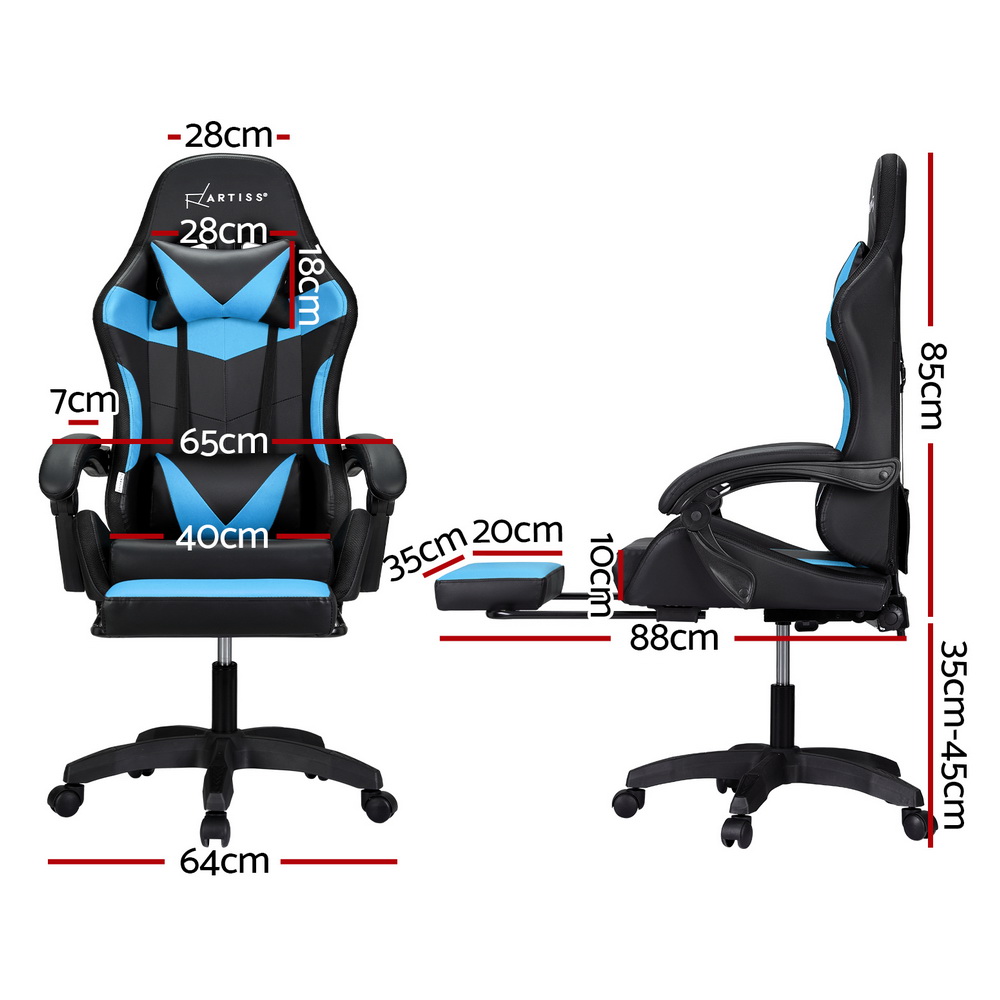 Artiss Massage Gaming Office Chair with LED Footrest view 2