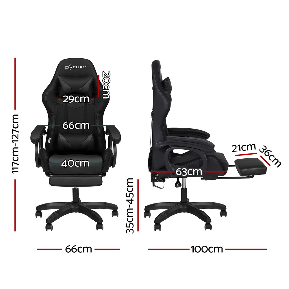 Artiss Gaming Office Chair with 8 Point Massage and RGB LED view 2