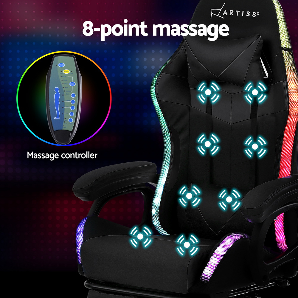 Artiss Gaming Office Chair with 8 Point Massage and RGB LED view 5