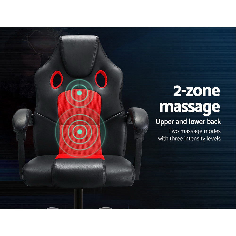 Artiss 2 Point Massage Gaming Office Chair PU Leather Red view 4