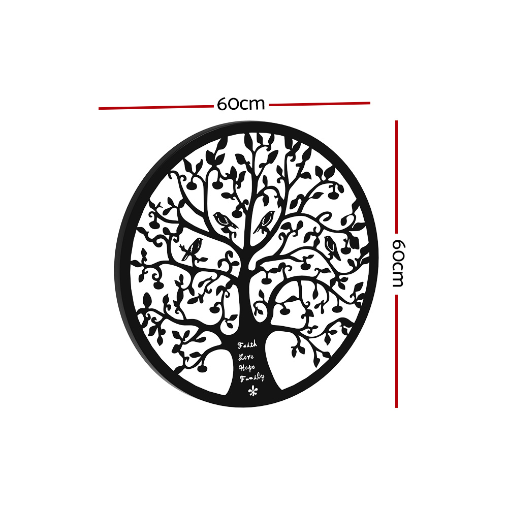 Artiss Metal Wall Art Hanging Sculpture Round Frame Tree view 2