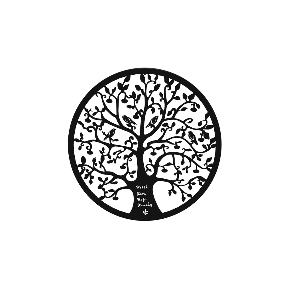 Artiss Metal Wall Art Hanging Sculpture Round Frame Tree view 3