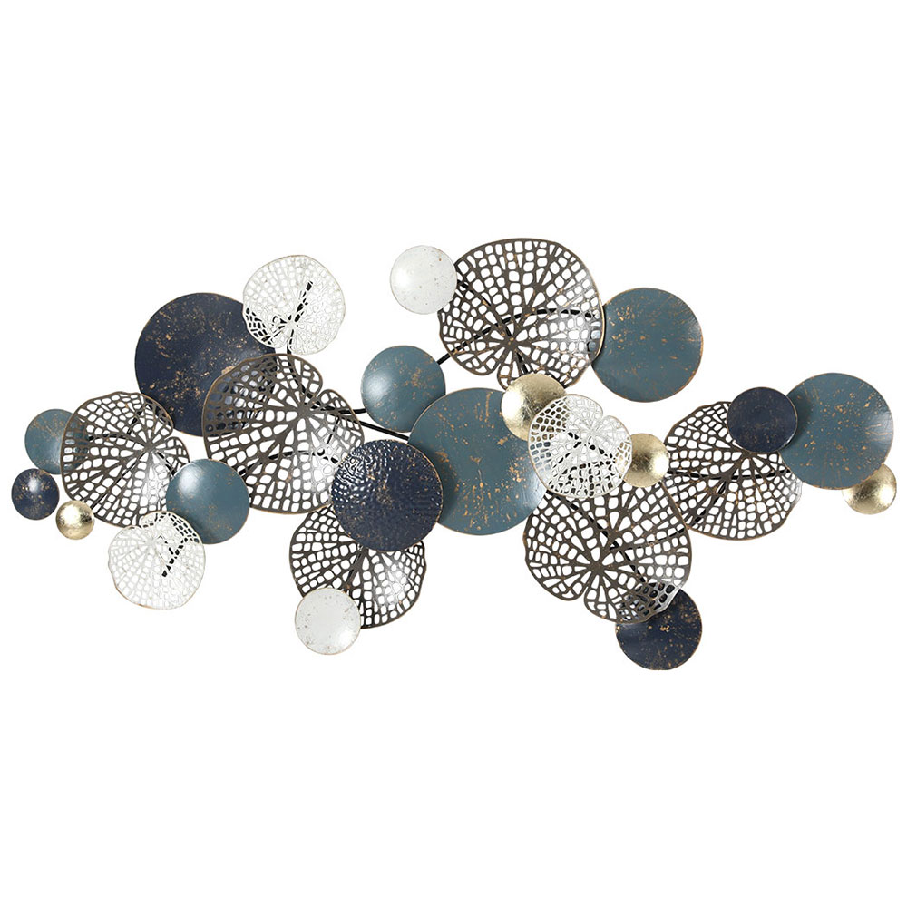 Artiss Metal Wall Art Hanging Sculpture Leaf Circles Blue