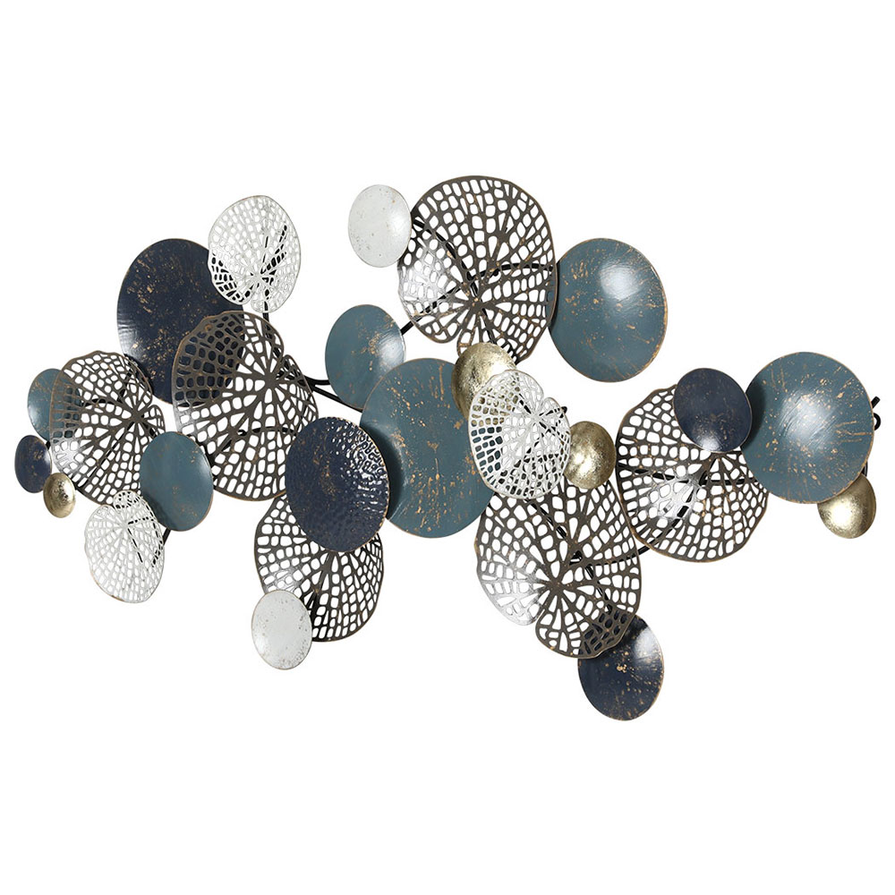 Artiss Metal Wall Art Hanging Sculpture Leaf Circles Blue view 3